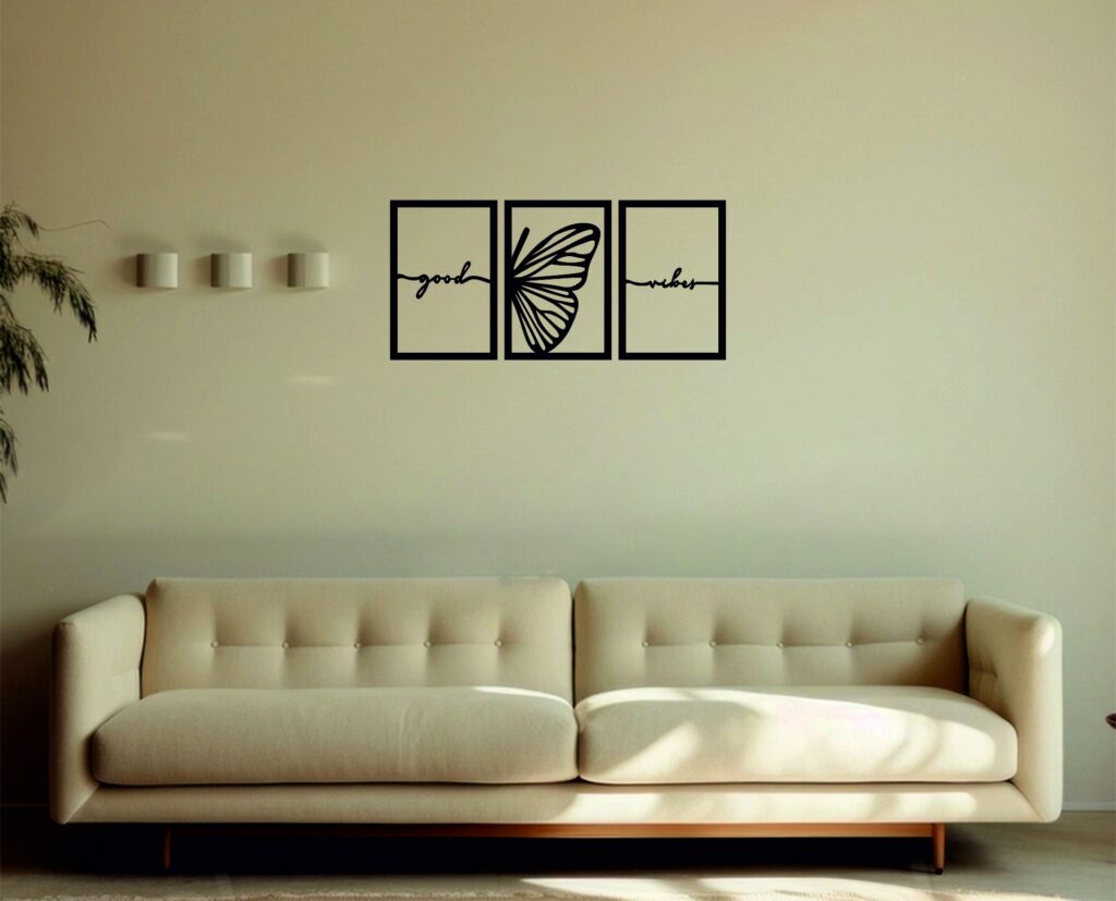Tríptico «Good Vibes» – 3 piezas, 40 × 90 cm